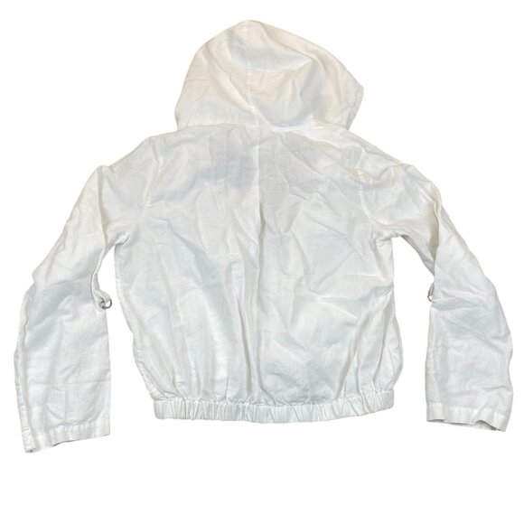 New York & Company White Hooded Jacket M Linen Cotton Blend Lightweight Casual - Picture 2 of 11